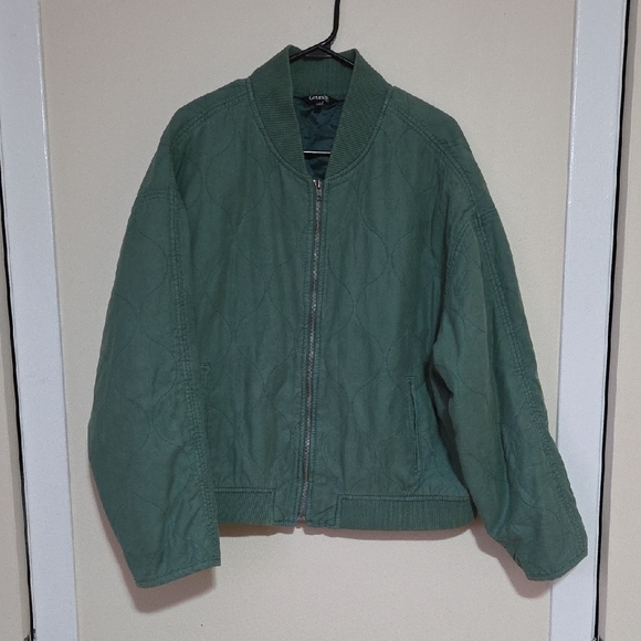 Green Quilted Bomber Jacket - Picture 1 of 5